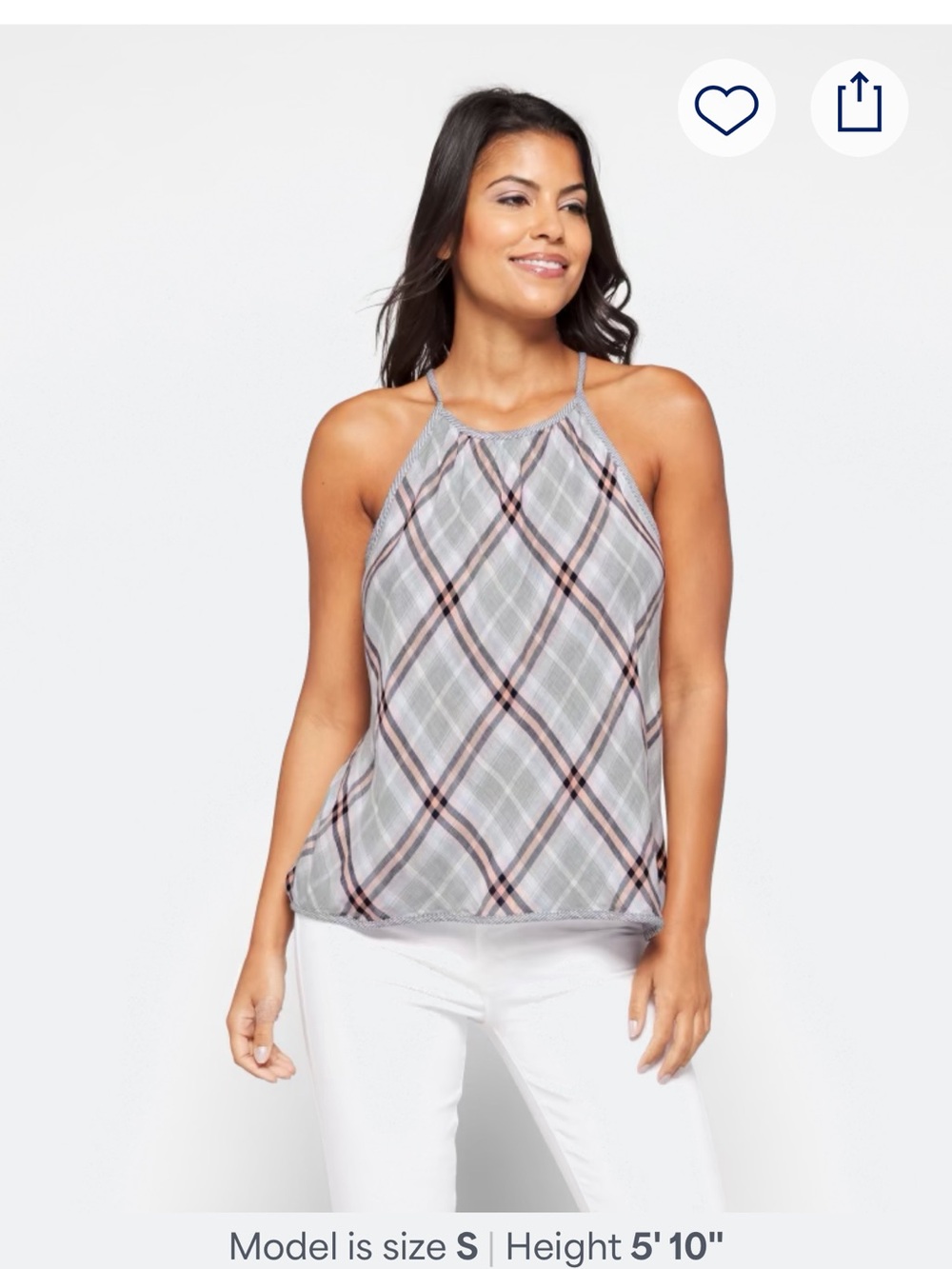 Bella Dahl Blue and Pink Plaid Halter Camisole - Picture 4 of 5